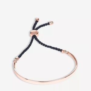 MONICA VINADER Fiji Friendship Bracelet 18K Rose Gold Vermeil Black Rope